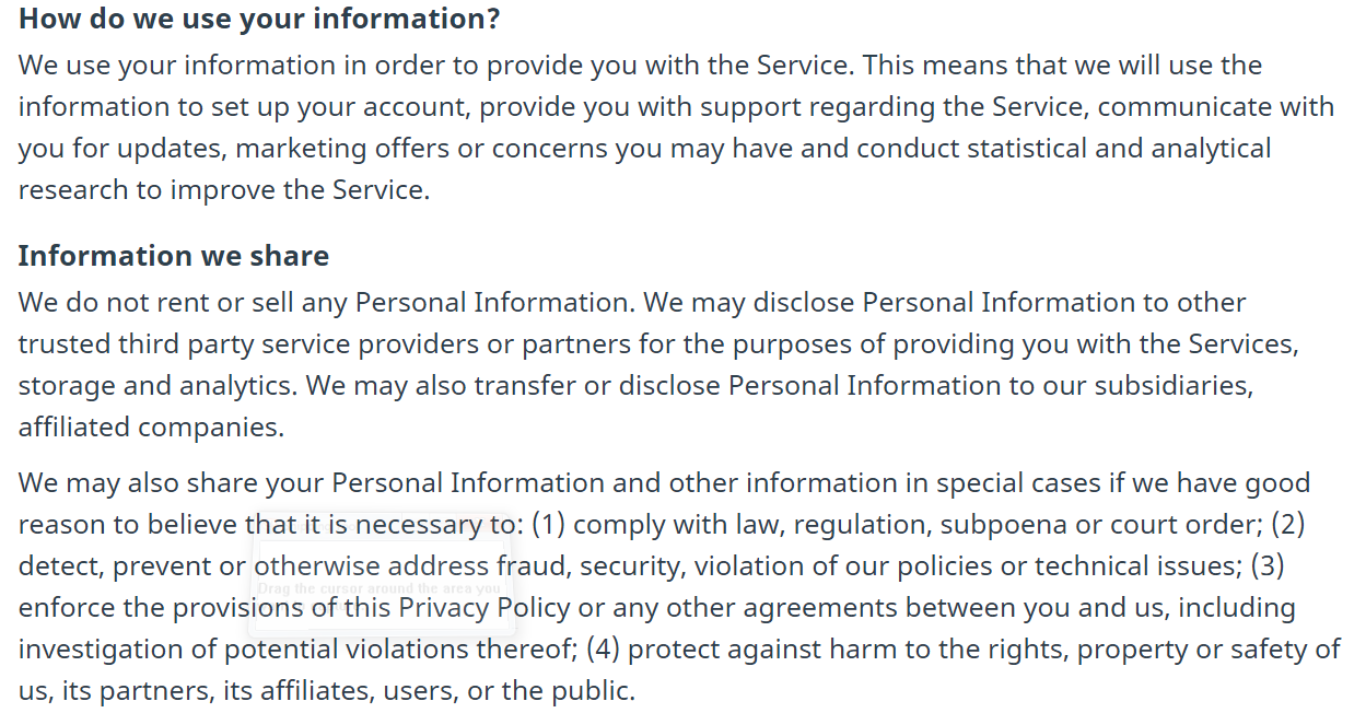 Hola VPN privacy policy personal info usage image