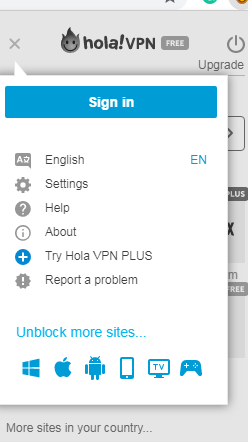Hola VPN web browser image